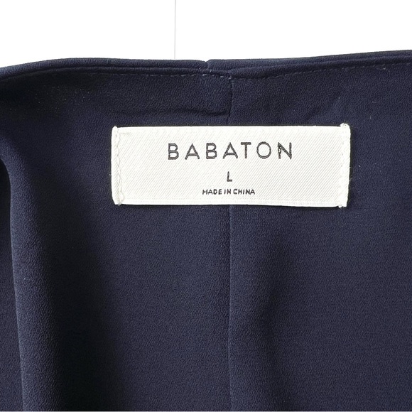 Aritzia Babaton Wallace Wrap Dress size L Navy Silky Elegant Quiet Luxury Party - Picture 6 of 11